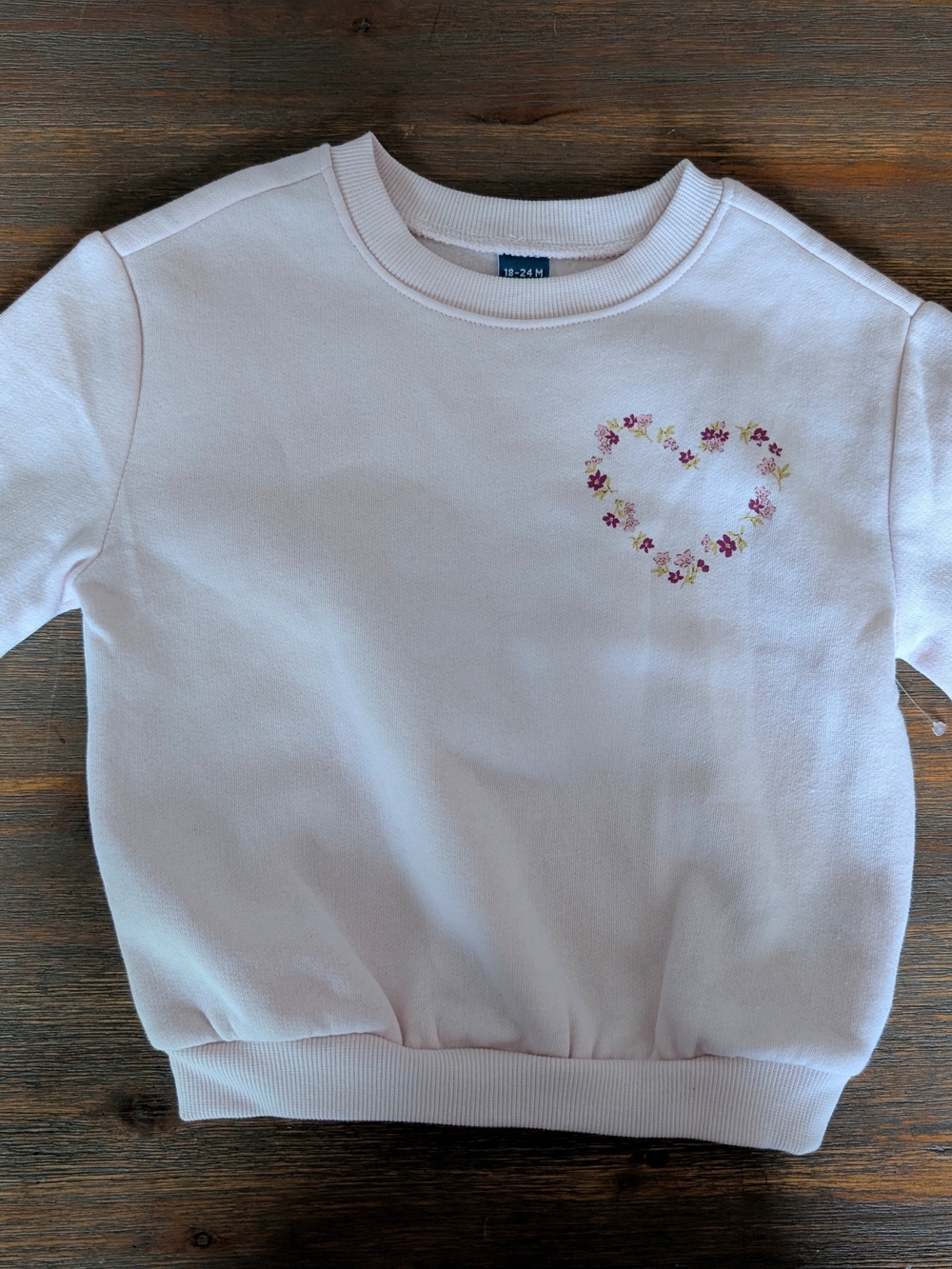 Old Navy Light Pink Floral Heart Sweatshirt